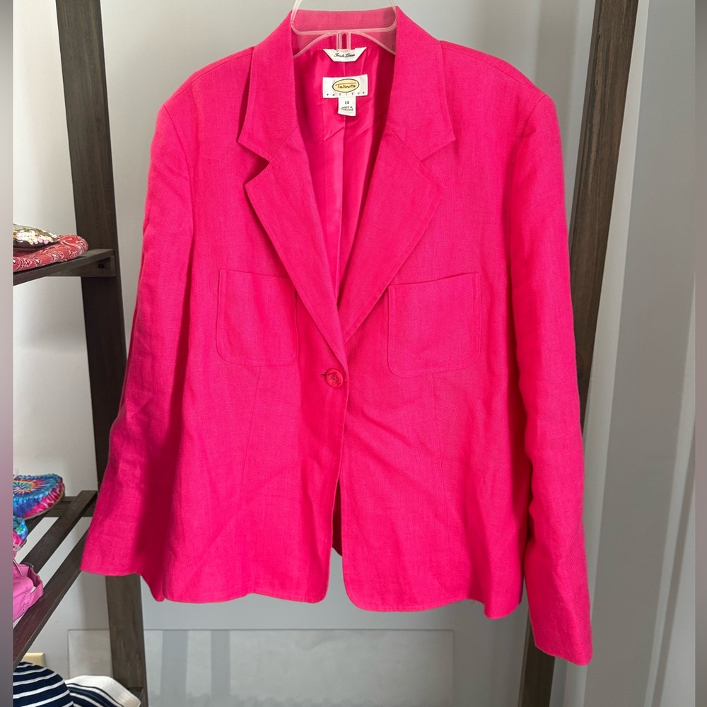 Talbots Pink Linen Blazer - One Button. Size 14 - image 1